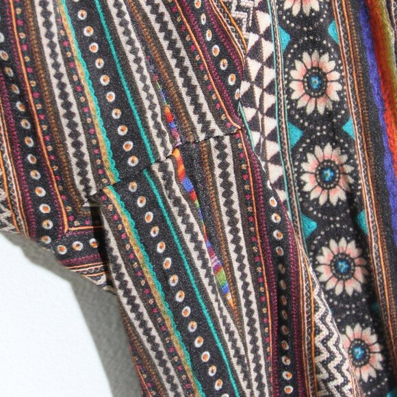 Farm Rio for Anthropologie Satin Wide-Leg Pants Black Stripe Geo Print Size XS - Picture 9 of 14